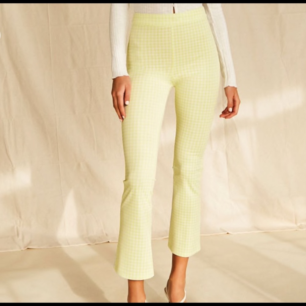 Gingham Print Flare Pants